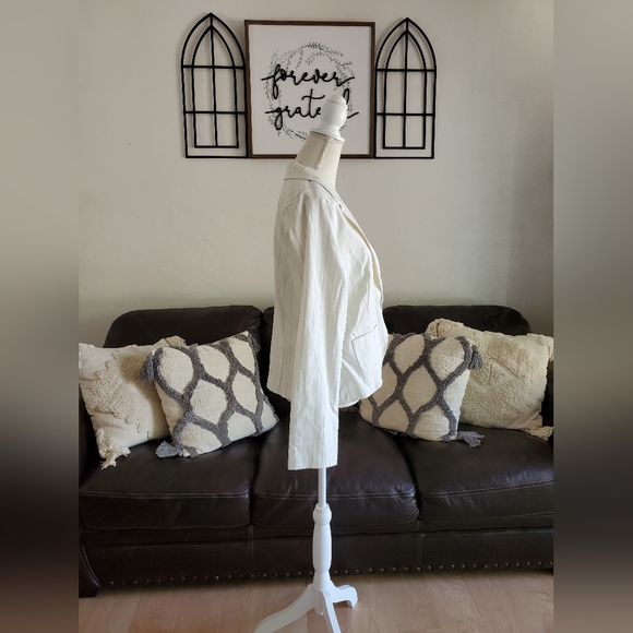 Vintage Y2K Xhilaration Cream With Baby Blue Pinstripes Size XXL Classic Preppy - Picture 5 of 12